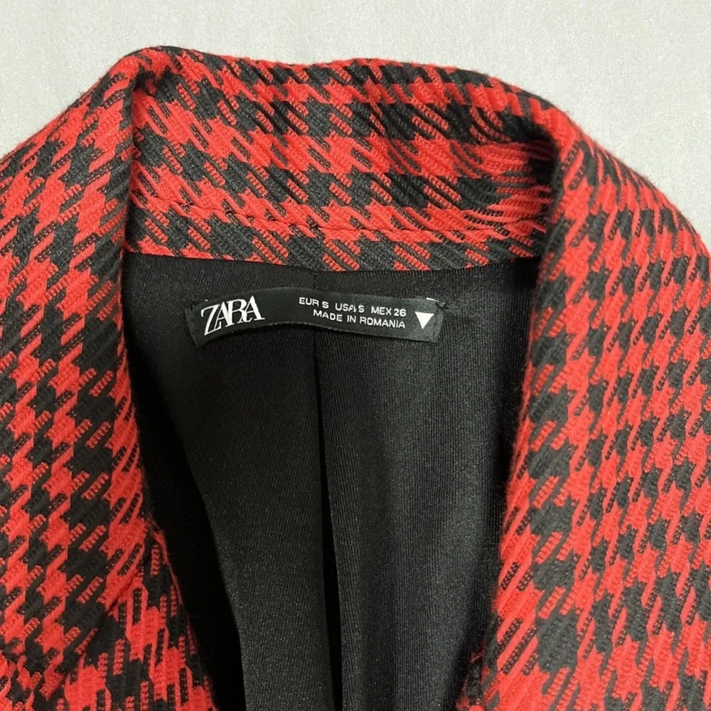 Zara Womens‎ Textured Weave Houndstooth Jumpsuit Romper Mini Blazer Dress Small